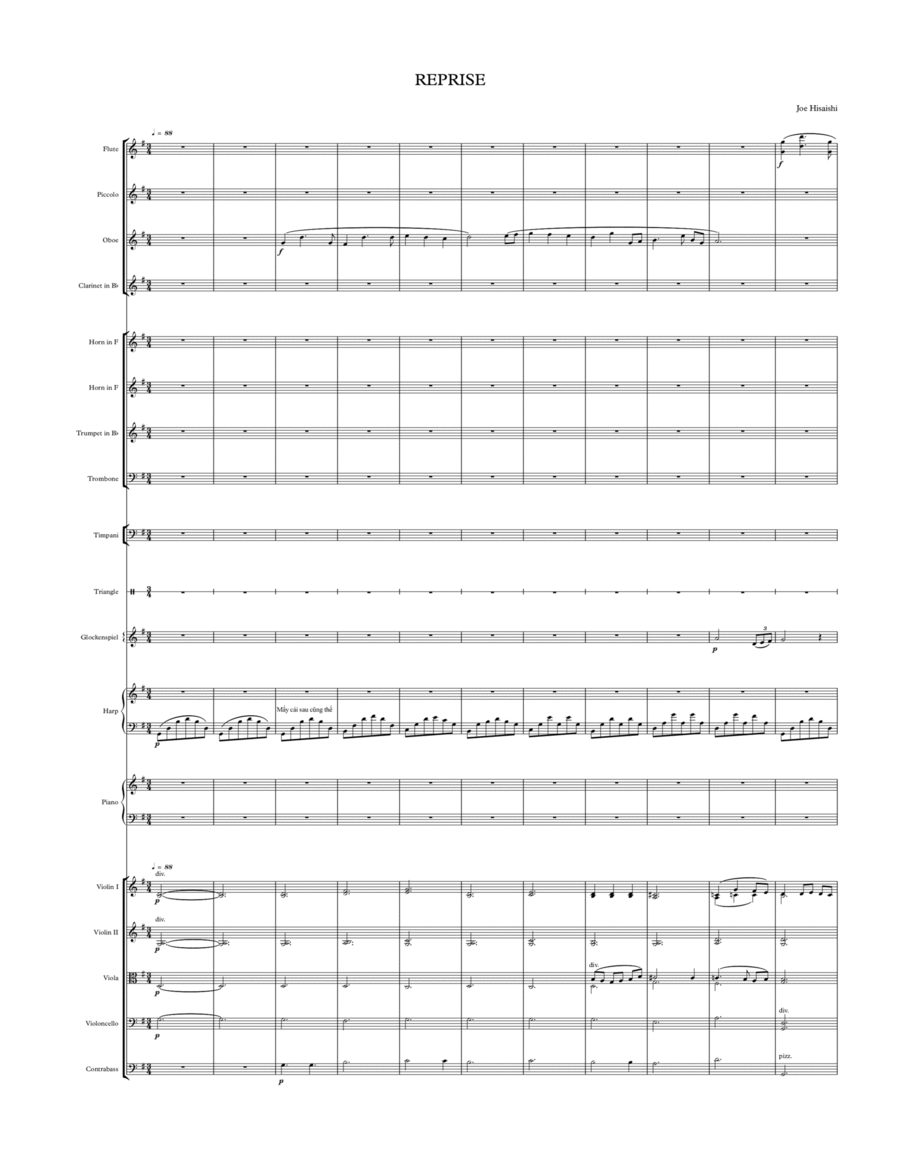 Reprise (arr. Hai Mai) by Joe Hisaishi Full Orchestra