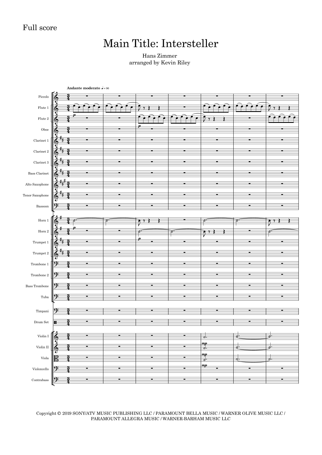 星际穿越 Interstellar (arr. Kevin Riley) by Hans Florian Zimmer 管弦乐团 - 预览
