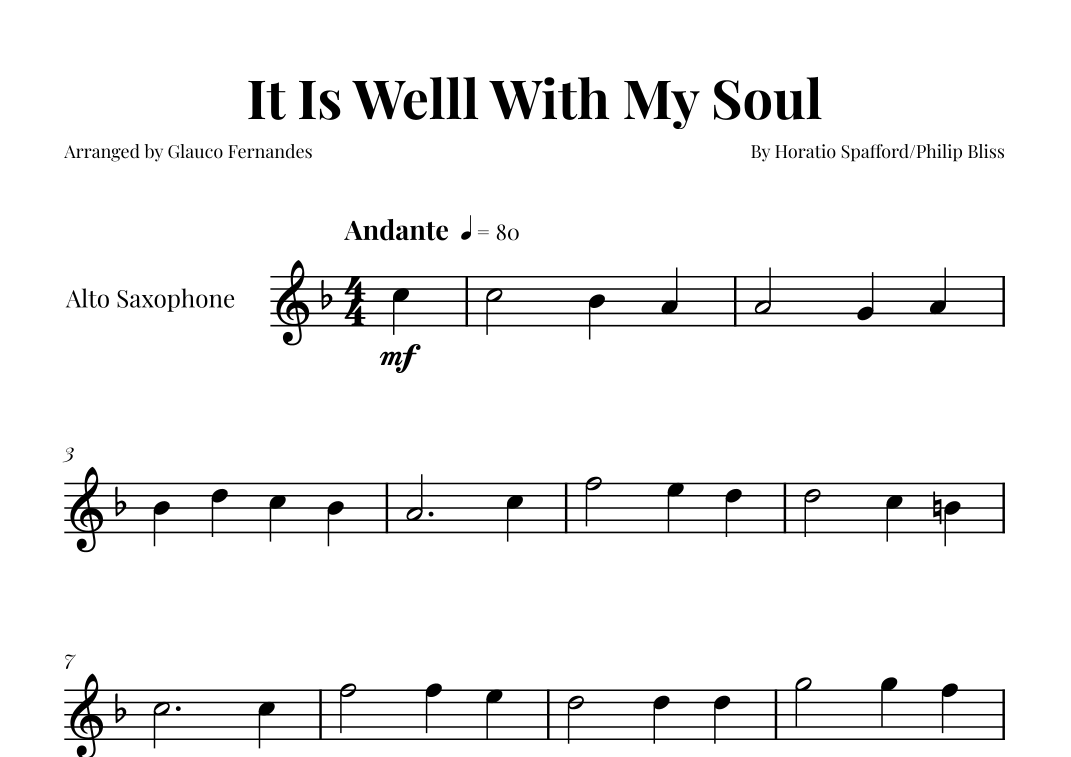 It Is Well With My Soul (arr. Glauco Fernandes) Sheet Music | Horatio ...