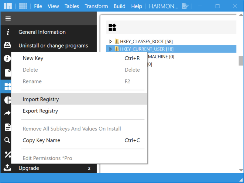 Import Registry Import registry