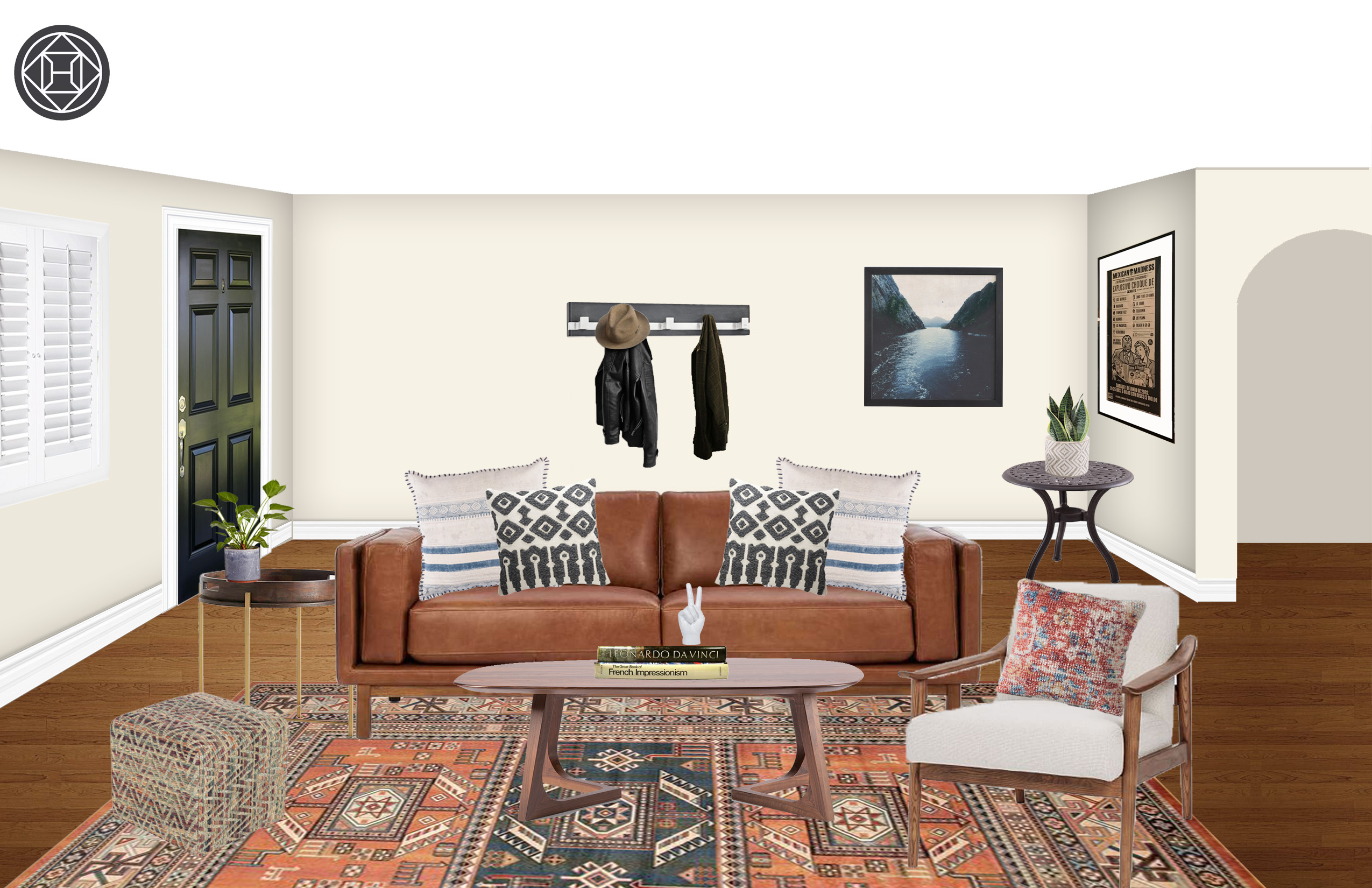 Eclectic Bohemian Midcentury Modern Living Room Design by Havenly