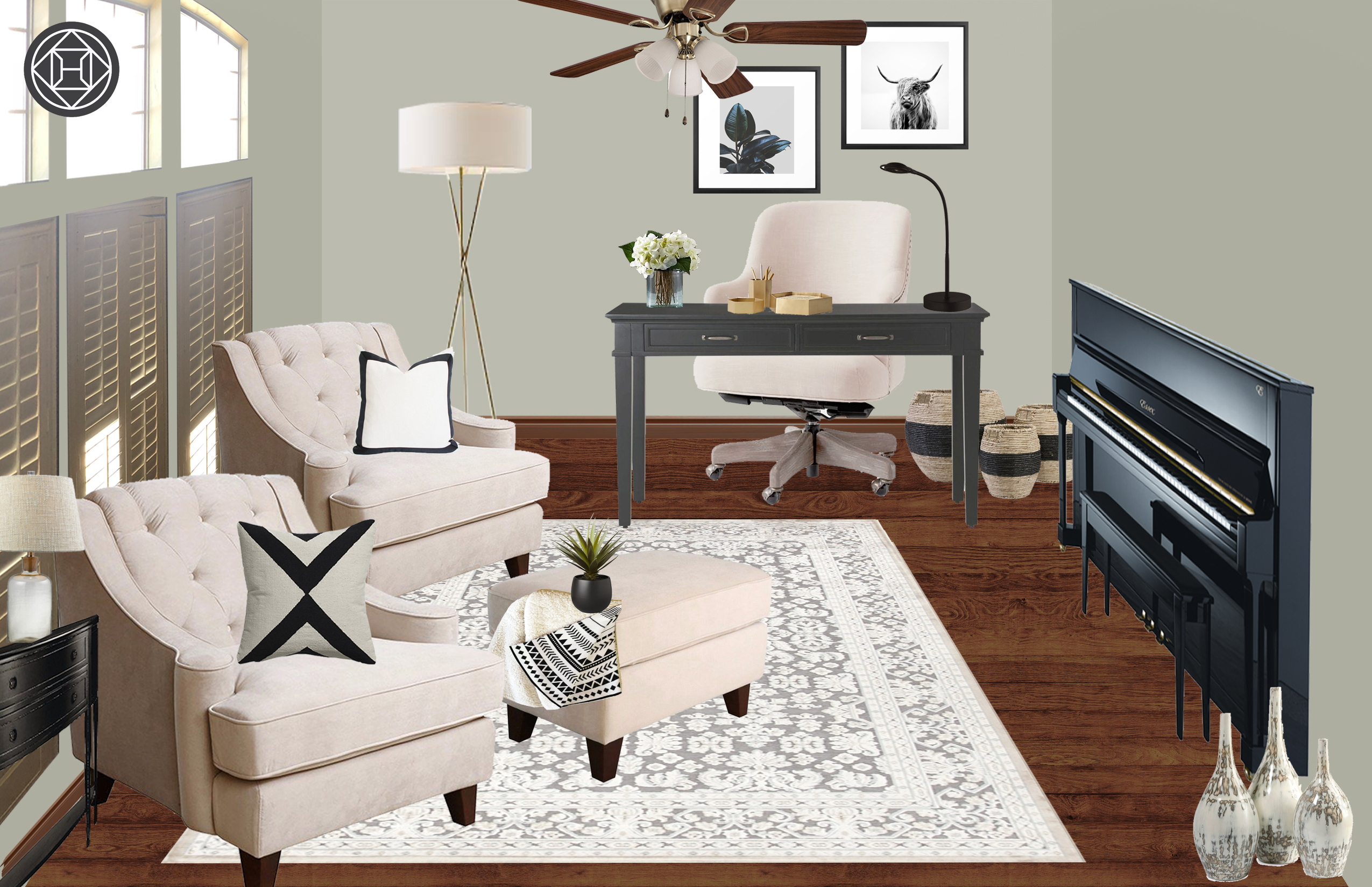 Glam traditional office interior design by melissa