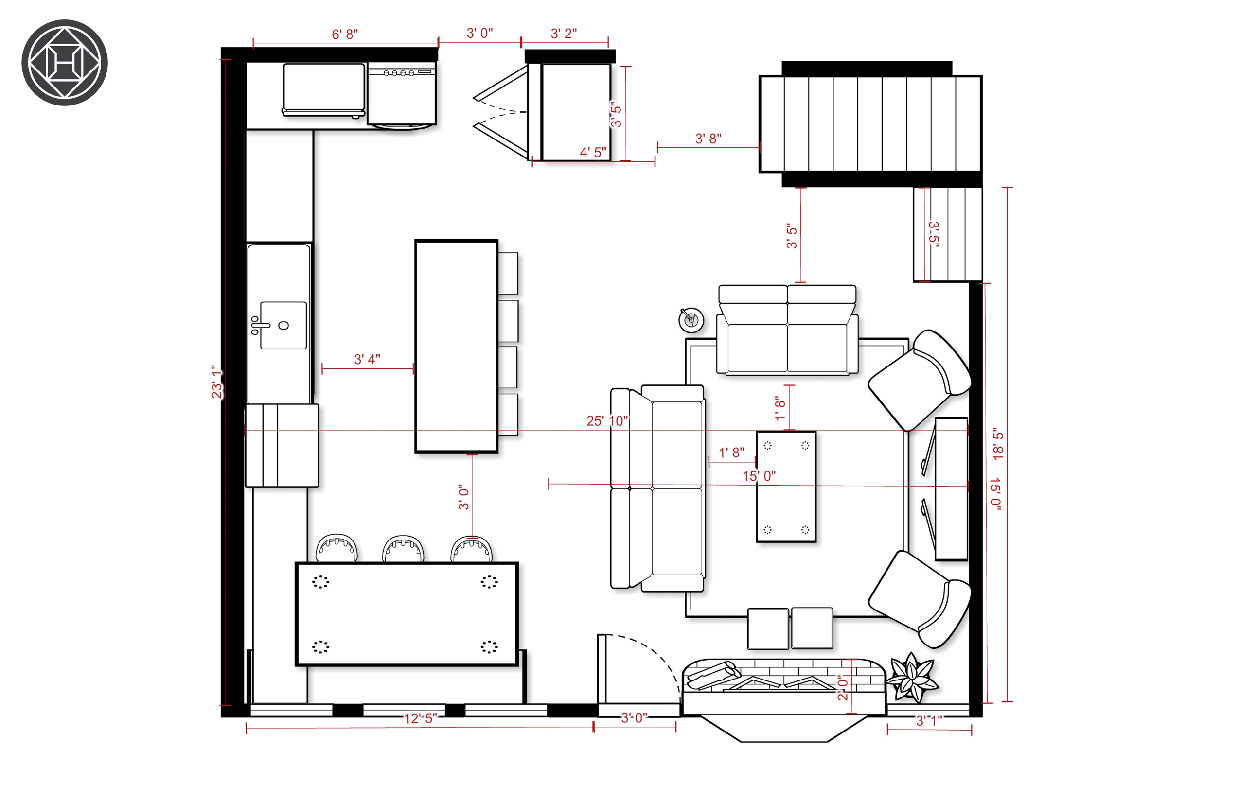 Farmhouse, Transitional Living Room Design by Havenly Interior Designer