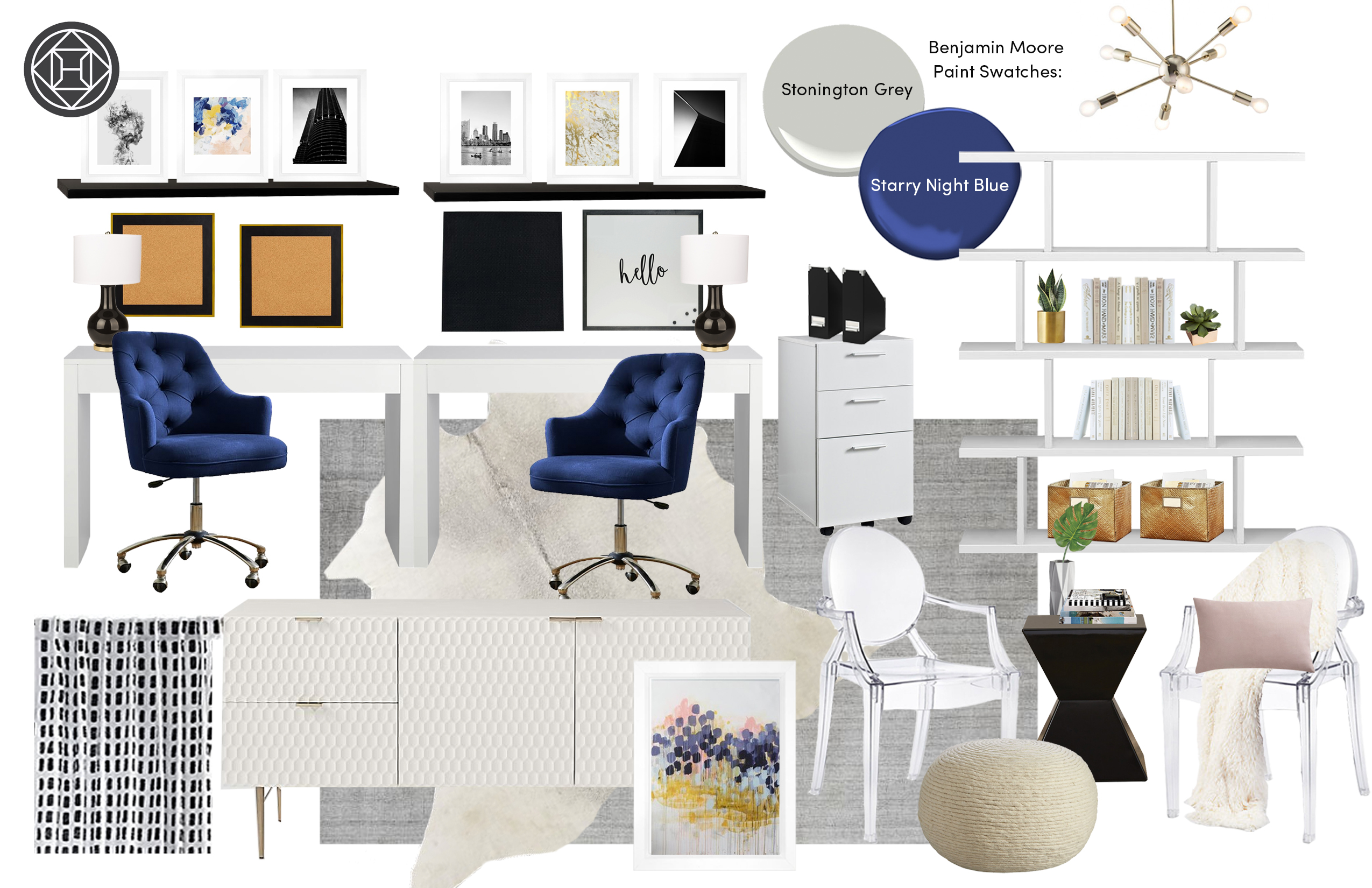 Contemporary Glam Office Contemporary glam, Home decor