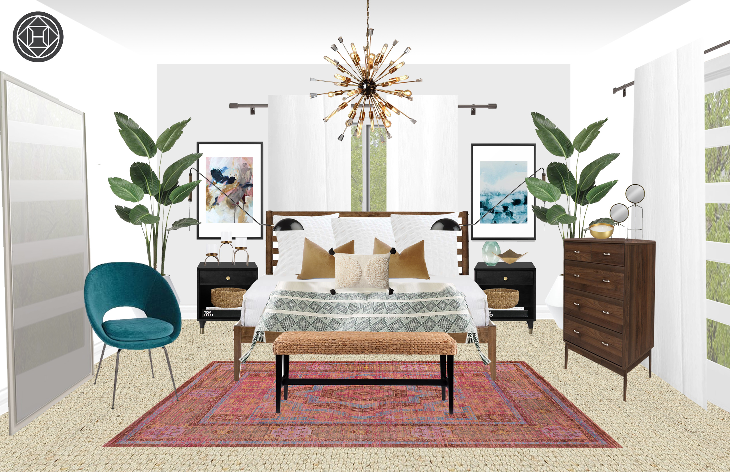 Modern Bohemian Bedroom Design By Havenly Interior Designer