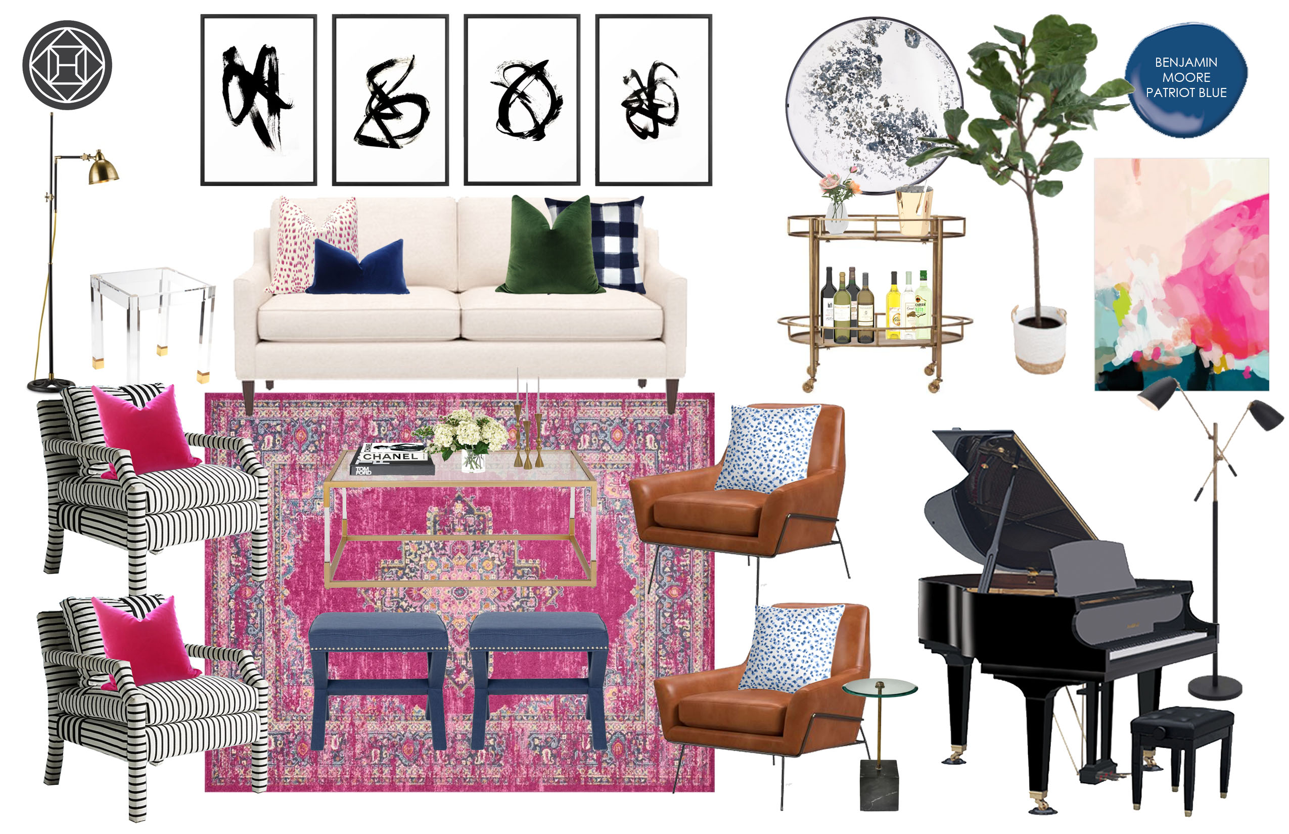 Glam, Transitional, Preppy room Design by Havenly Interior Designer Katie