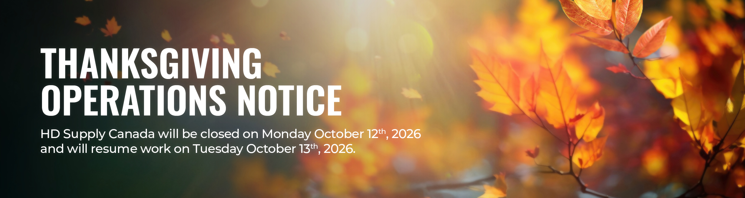 Thanksgiving Operations Notice