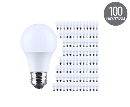  Satco 8.5 Watt, A-19 LED Frosted Bulb, 4000K, Medium Base, 100Pack