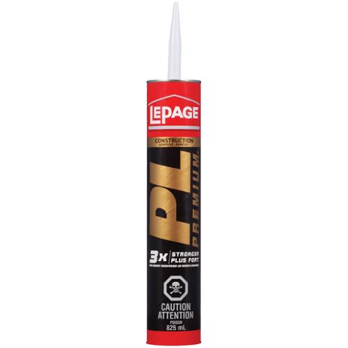LePage® PL Premium Polyurethane Construction Adhesive, Interior/Exterior, Waterproof, 825 mL