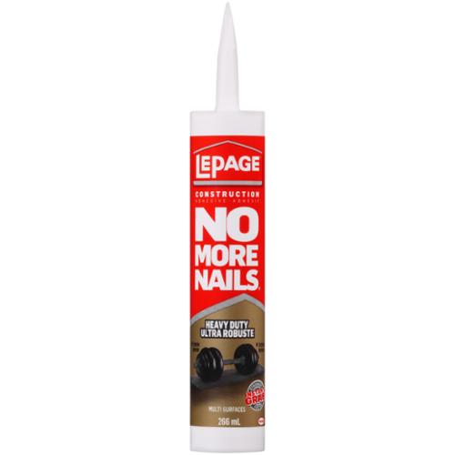 LePage® No More Nails Heavy Duty Construction Adhesive, Interior/Exterior, Instant Grab, 266 mL