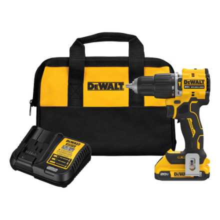 Dewalt 20V MAX Atomic Lithium-Ion Cordless Compact 1/2-Inch Hammer Drill Kit With (1) 2Ah Battery, Charger And Bag
