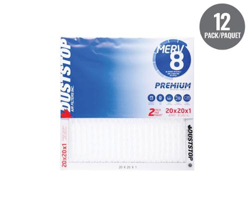 Duststop 20x20x1" MERV 8 Premium Filter (12-Pack)