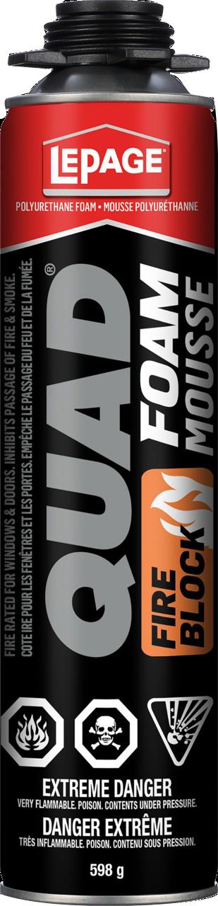 Lepage® Quad Fire Block Spray Foam Insulation Sealant, Interior/Exterior, 598 g