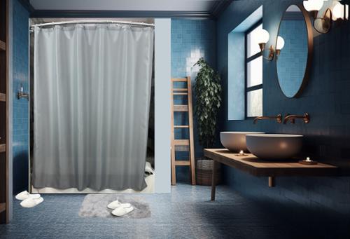 Shower Shield Fire Retardant Curtain, 72 x 72", Grey/Shadow, Case Of 12