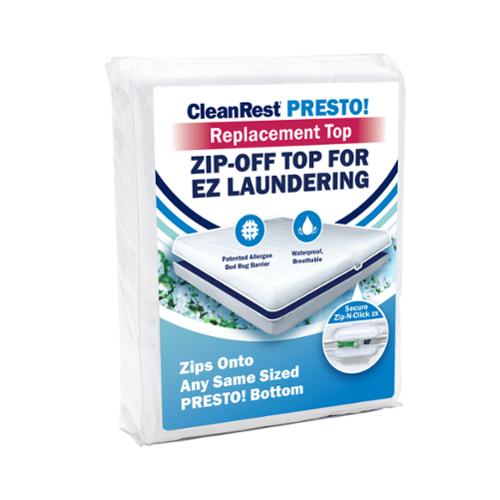 CleanRest Presto! Replacement Zip-Off Top, Queen, 60 x 80", White, Case Of 3