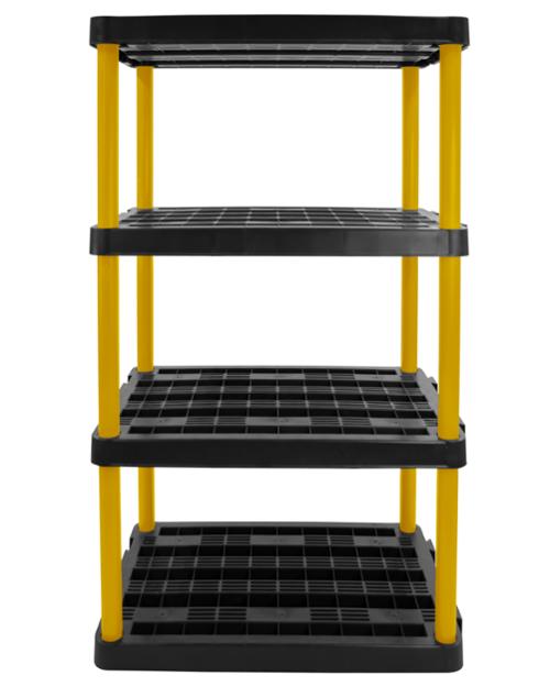 Gracious Living™ 24"D 4-Tier Premium Fixed XL Heavy-Duty Shelving Unit, Black & Yellow (1,450 Lbs Total)