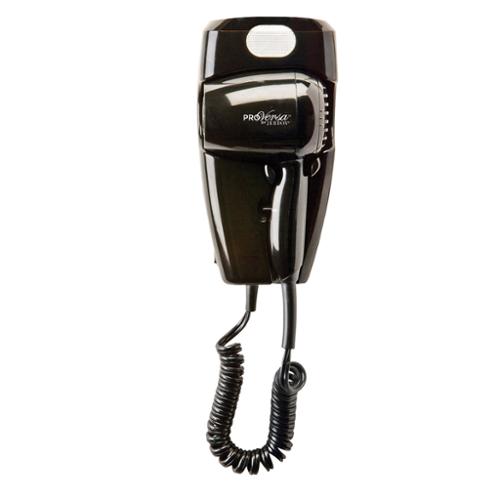 Jerdon Wall Mount Hair Dryer, Direct Wire, 1600W, Black