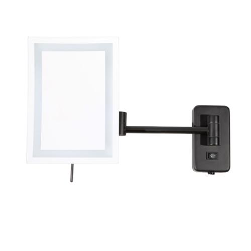 Jerdon Wall Mount Makeup Mirror Lighted, 9 x 6.5" Frame, Black, Direct Wire