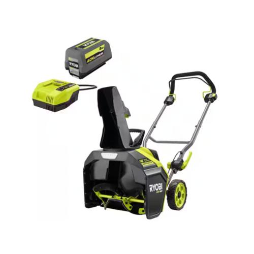 RYOBI 40V HP Brushless 18" Single-Stage Cordless Electric Auger Propelled Snow Blower Kit