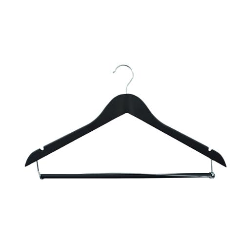 17 x 1/2" Men's Hanger, Standard Hook, Matte Black Wood, Case Of 100