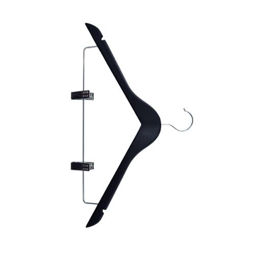 17 x 1/2" Women's Hanger, Standard Hook, Matte Black Wood, Case Of 100