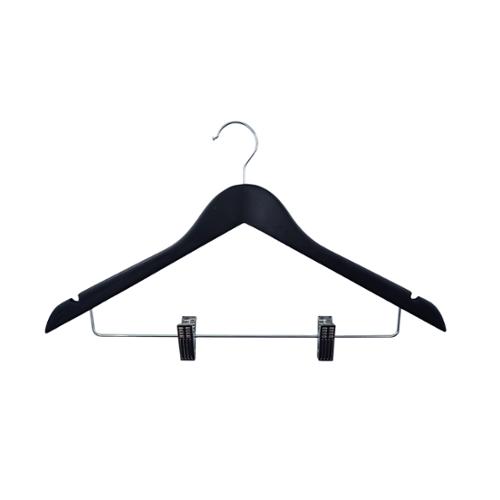 17 x 1/2" Women's Hanger, Standard Hook, Matte Black Wood, Case Of 100