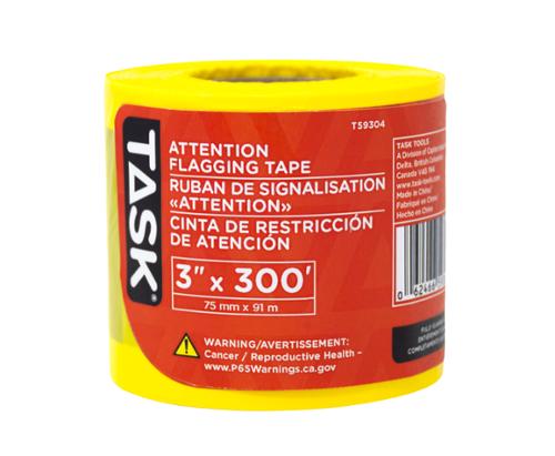 TASK® Attention Flagging Tape Yellow 300 ft