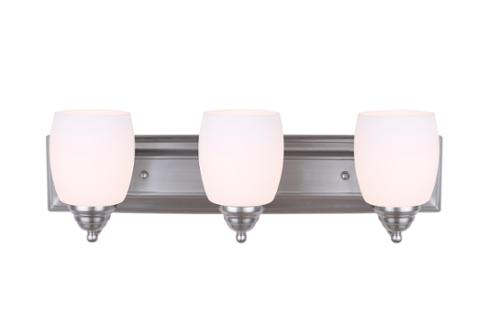 GRIFFIN 3-Light Brushed Pewter Vanity Light with Flat Opal Glass Shades