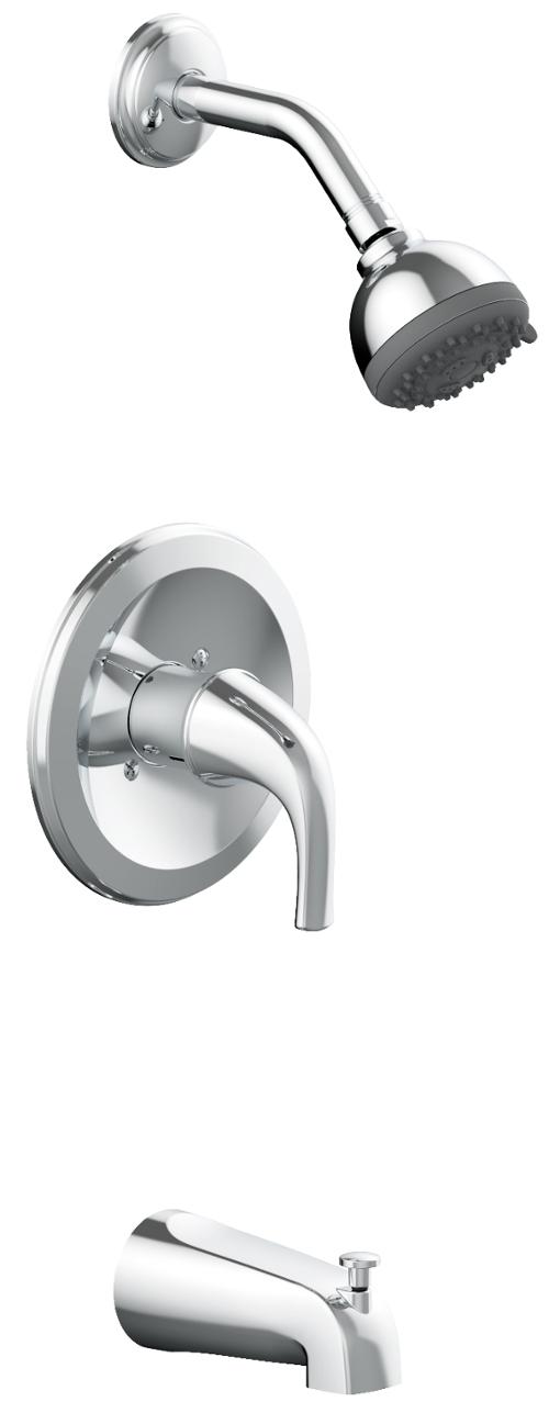 Seasons® Raleigh™ Lever Handle Tub Spout And Round Showerhead Assembly Kit, 1.8 GPM, Chrome