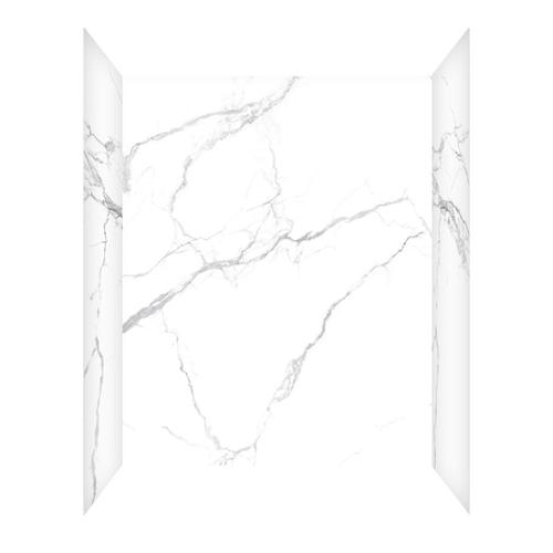 Seasons® 60"W x 32"D x 78"H 4-Piece Glue Up Alcove Tub Wall Marble Pattern, White