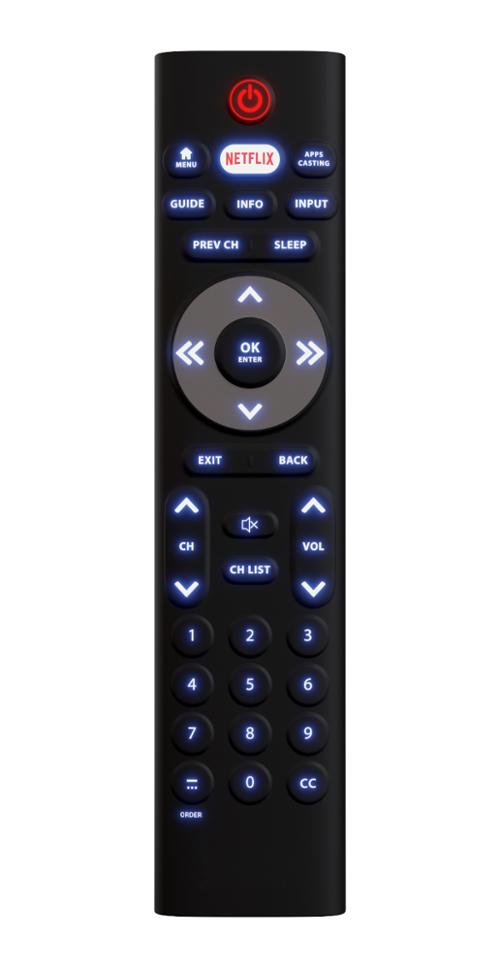 Clean Remote® Universal Streaming & Casting Remote With Backlit Keypad, No CR Logo