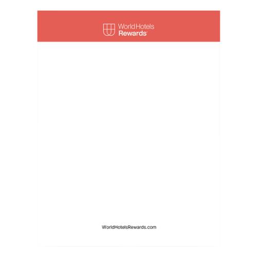 WorldHotels Rewards Memo Pad, 10 Sheets, Case Of 500