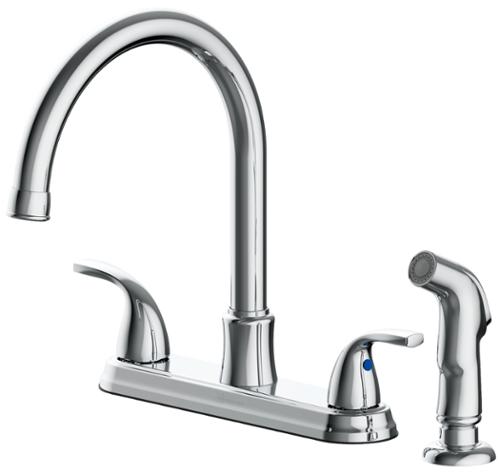 Seasons® Raleigh™ Double-Handle High-Arc Kitchen Faucet With Side Sprayer, Chrome