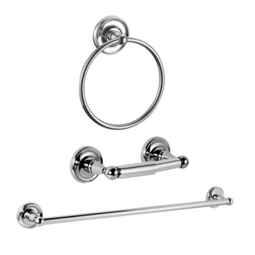 Seasons® Raleigh™ Chrome 3 Piece Kit 24" Towel Bar, Toilet Paper Holder, Towel Ring
