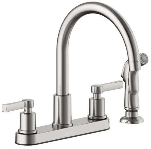 Seasons® Westwind™ Double-Handle Kitchen Faucet With Side Sprayer, Stainless Steel