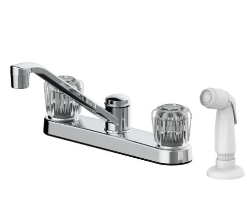 Seasons® Double-Handle Mid-Arc Kitchen Faucet With Side Sprayer, Chrome