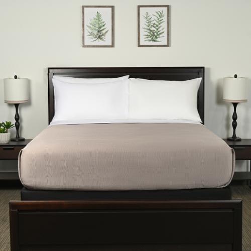 Vela Decorative Top Sheet, King, 113 x 96", Taupe Coastal, Case Of 6