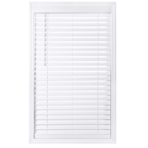 2" White Cordless Faux Wood blind with metal tape 24" W x 66" L