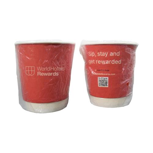 World Hotel Rewards Double Wall Cup, Wrapped, English, 10 oz, Case Of 500