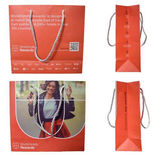WorldHotels Rewards Gift Bag, English, Red, Case Of 250