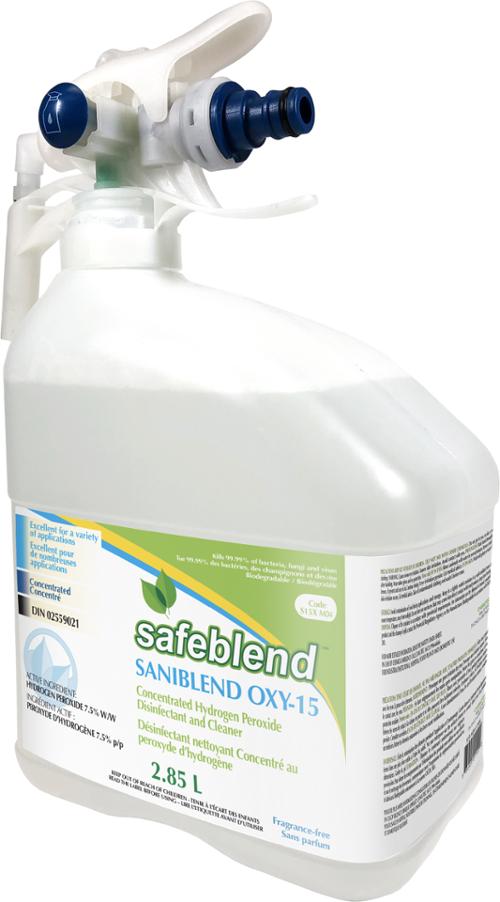 Safeblend™ Saniblend Oxy-15 Concentrated Disinfectant Cleaner, Fragrance Free, 4 X 2.85L