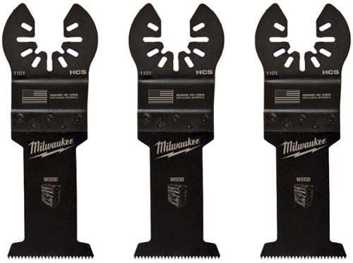Milwaukee® OPEN-LOK™ 1-3/8" High Carbon Steel Universal Fit Wood Cutting Multi-Tool Oscillating Blade, 3-Pack