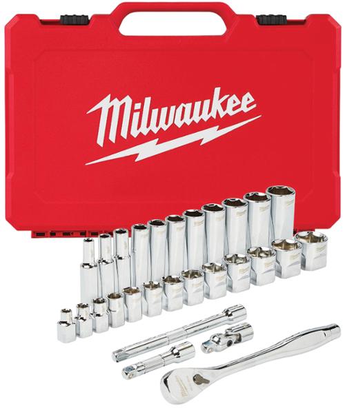 Milwaukee® SAE 28 Piece 3/8" Drive Ratchet And Socket Set