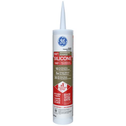 GE® Advanced Silicone 2® Kitchen & Bath Sealant, Clear, 298 mL