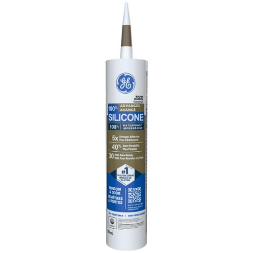 GE® Advanced Silicone 2® Window & Door Sealant, Brown, 298 mL