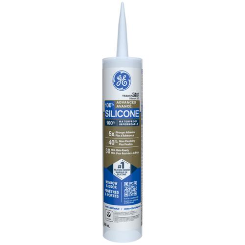 GE® Advanced Silicone 2® Window & Door Sealant, Clear, 298 mL