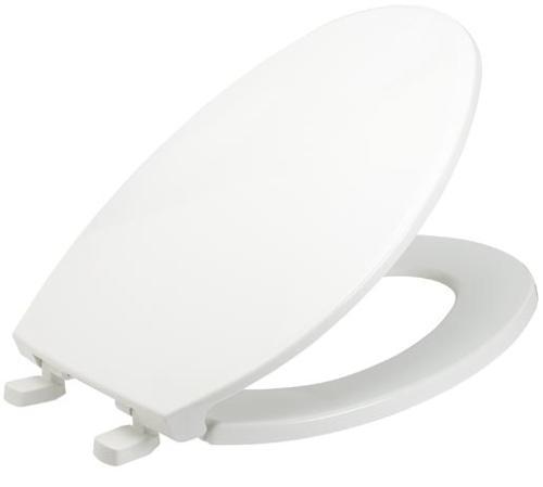 Bemis® 7300SL 000 Closed Front Toilet Seat, With Cover, Elongated, Plastic, White, Commercial