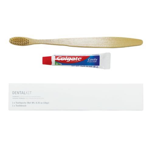 Dental Kit, Bamboo Toothbrush with 10g Colgate Toothpaste, Case Of 100