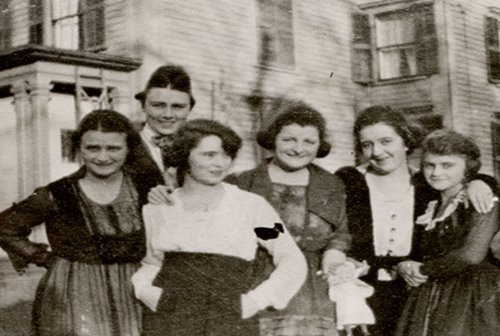 Margaret Mitchell, third from left, aged 22.