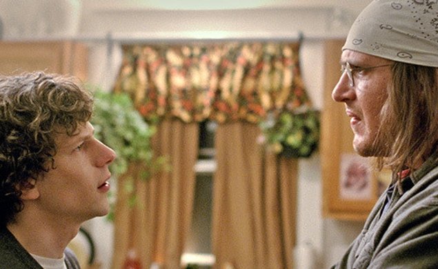 A still from 'The End of the Tour', starring Jason Segel as David Foster Wallace, and Jessie Eisenberg as David Lipsky.